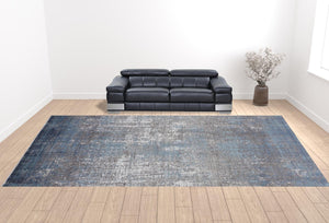 Homeroots Blue Gray And Silver Abstract Power Loom Distressed Area Rug Blue,Gray,Silver Viscose 512133