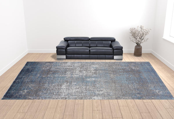 Homeroots Blue Gray And Silver Abstract Power Loom Distressed Area Rug Blue,Gray,Silver Viscose 512133