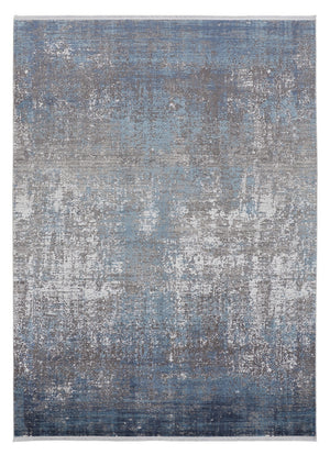 Homeroots 12' X 15' Blue Gray And Silver Abstract Power Loom Distressed Area Rug With Fringe Blue,Gray,Silver Viscose 512134