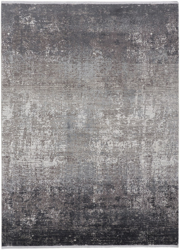 HomeRoots 3' Gold and Ivory Abstract Area Rug - Distressed Design with Decorative Fringe for Stylish Interiors 5' X 8' 512137