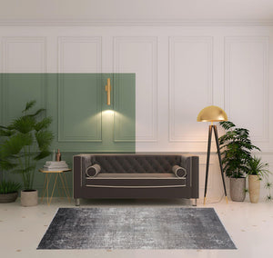 Homeroots 5' X 8' Gray Black And Silver Abstract Power Loom Distressed Area Rug With Fringe Gray,Black,Silver Viscose 512137