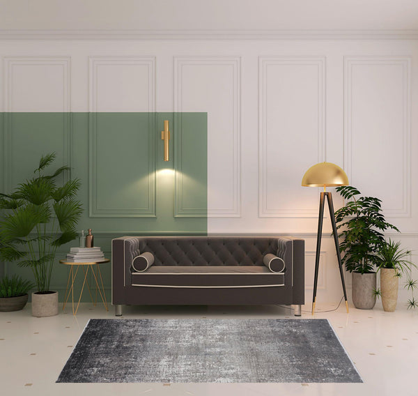 Homeroots 5' X 8' Gray Black And Silver Abstract Power Loom Distressed Area Rug With Fringe Gray,Black,Silver Viscose 512137