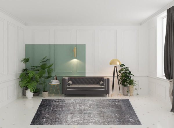 Homeroots 8' X 11' Gray Black And Silver Abstract Power Loom Distressed Area Rug With Fringe Gray,Black,Silver Viscose 512139