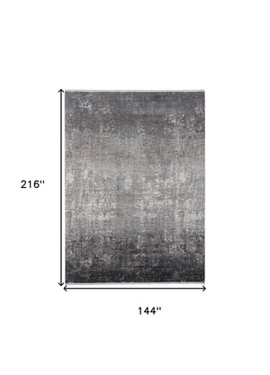HomeRoots 3' Gold and Ivory Abstract Area Rug - Distressed Design with Decorative Fringe for Stylish Interiors 12' X 18' 512142