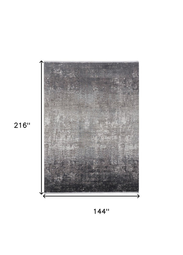 HomeRoots 3' Gold and Ivory Abstract Area Rug - Distressed Design with Decorative Fringe for Stylish Interiors 12' X 18' 512142