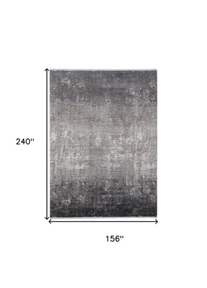 Homeroots Gray Black And Silver Abstract Power Loom Distressed Area Rug Gray,Black,Silver Viscose 512143