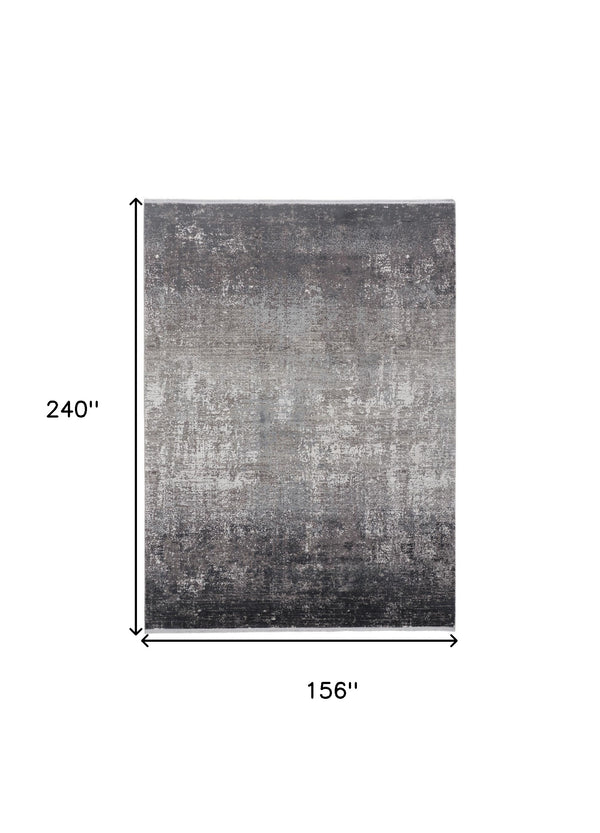 Homeroots Gray Black And Silver Abstract Power Loom Distressed Area Rug Gray,Black,Silver Viscose 512143
