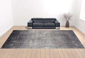 Homeroots Gray Black And Silver Abstract Power Loom Distressed Area Rug Gray,Black,Silver Viscose 512143