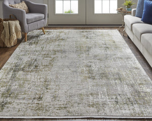 HomeRoots 3' Gray and Ivory Abstract Area Rug with Fringed Edges - Modern Distressed Design for Any Room 3' x 5' 512146