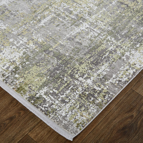 HomeRoots 3' Gray and Ivory Abstract Area Rug with Fringed Edges - Modern Distressed Design for Any Room 3' x 5' 512146