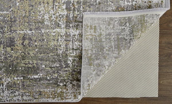 HomeRoots 3' Gray and Ivory Abstract Area Rug with Fringed Edges - Modern Distressed Design for Any Room 3' x 5' 512146