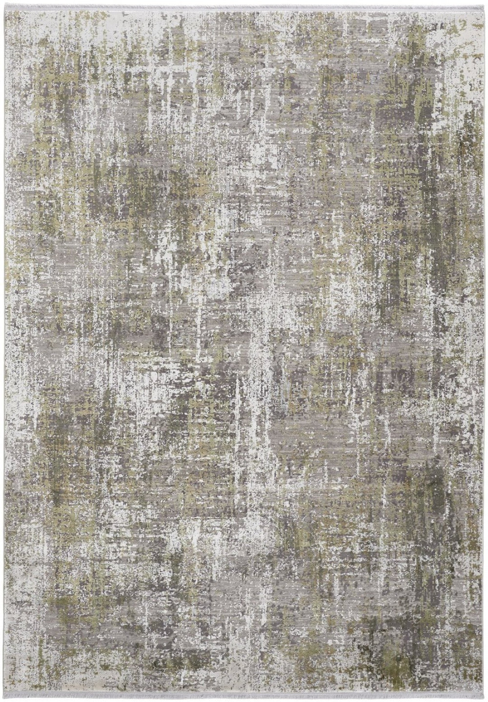 HomeRoots 3' Gray and Ivory Abstract Area Rug with Fringed Edges - Modern Distressed Design for Any Room 7' X 10' 512148