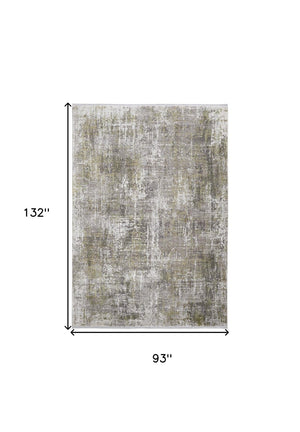 HomeRoots 3' Gray and Ivory Abstract Area Rug with Fringed Edges - Modern Distressed Design for Any Room 8' X 11' 512149