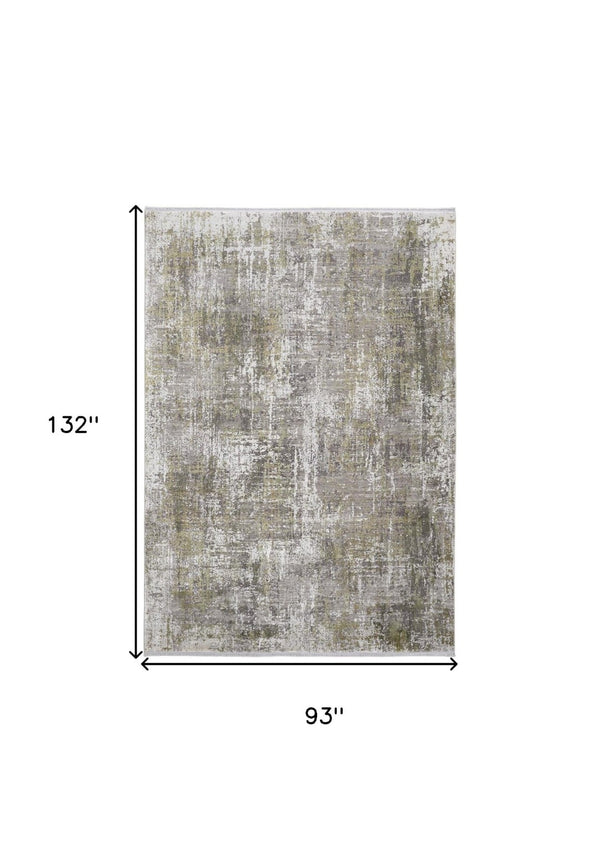 HomeRoots 3' Gray and Ivory Abstract Area Rug with Fringed Edges - Modern Distressed Design for Any Room 8' X 11' 512149