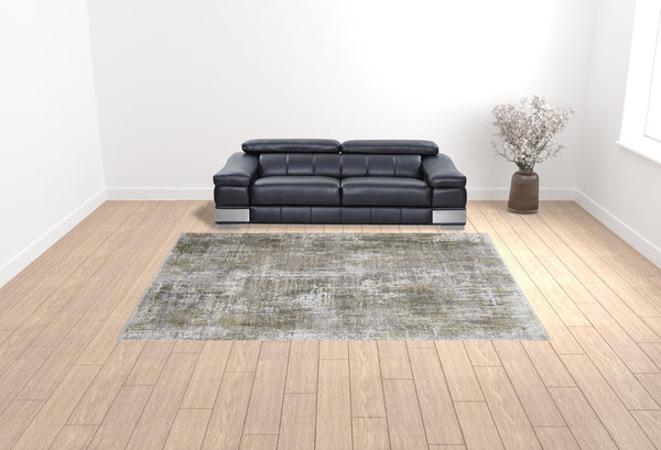 HomeRoots 3' Gray and Ivory Abstract Area Rug with Fringed Edges - Modern Distressed Design for Any Room 10' X 13' 512150