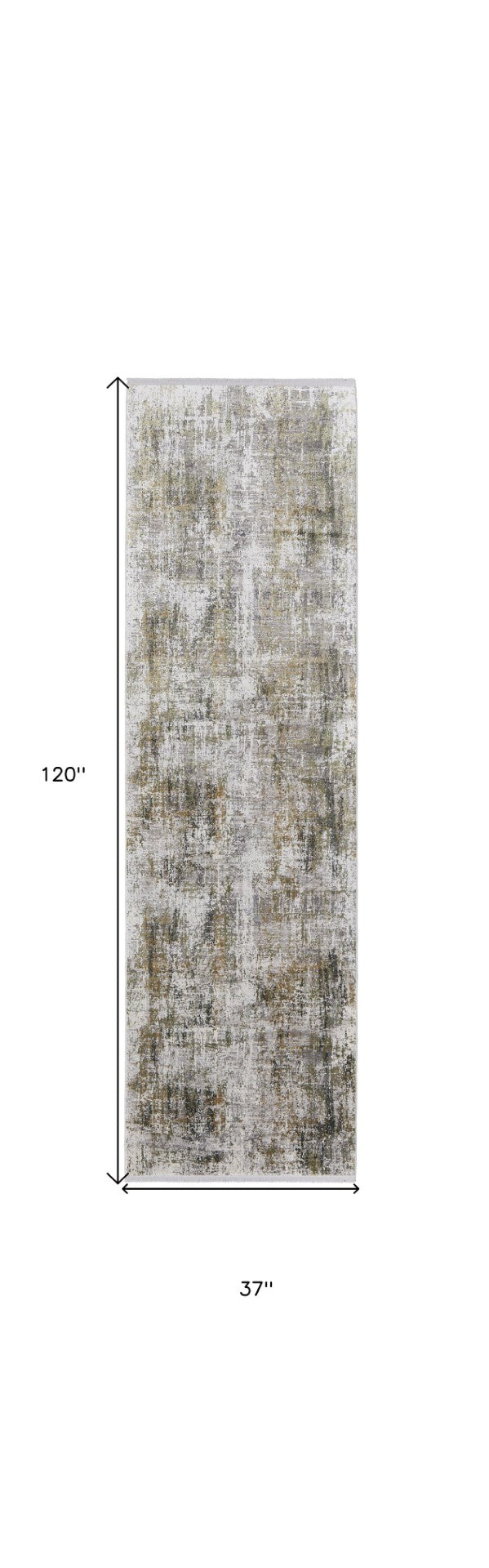 HomeRoots 3' Gray and Ivory Abstract Area Rug with Fringed Edges - Modern Distressed Design for Any Room 10' Runner 512151