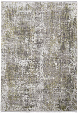 HomeRoots 3' Gray and Ivory Abstract Area Rug with Fringed Edges - Modern Distressed Design for Any Room 12' X 18' 512152