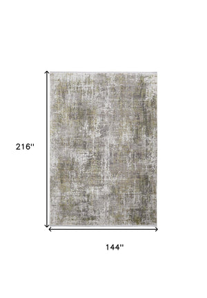 HomeRoots 3' Gray and Ivory Abstract Area Rug with Fringed Edges - Modern Distressed Design for Any Room 12' X 18' 512152