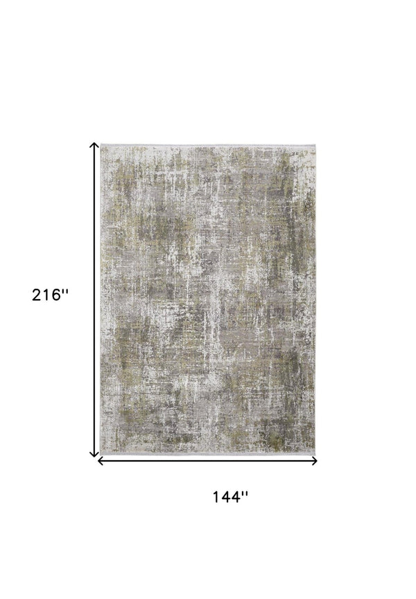 HomeRoots 3' Gray and Ivory Abstract Area Rug with Fringed Edges - Modern Distressed Design for Any Room 12' X 18' 512152