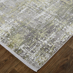 HomeRoots 3' Gray and Ivory Abstract Area Rug with Fringed Edges - Modern Distressed Design for Any Room 12' X 18' 512152