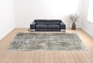 HomeRoots 3' Gray and Ivory Abstract Area Rug with Fringed Edges - Modern Distressed Design for Any Room 12' X 18' 512152