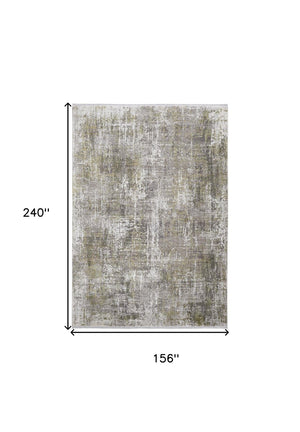 HomeRoots 3' Gray and Ivory Abstract Area Rug with Fringed Edges - Modern Distressed Design for Any Room 13' X 20' 512153