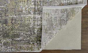 HomeRoots 3' Gray and Ivory Abstract Area Rug with Fringed Edges - Modern Distressed Design for Any Room 13' X 20' 512153