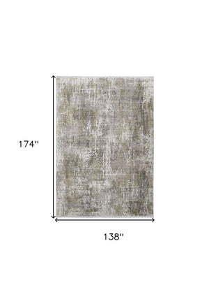 HomeRoots 3' Gray and Ivory Abstract Area Rug with Fringed Edges - Modern Distressed Design for Any Room 12' X 15' 512154