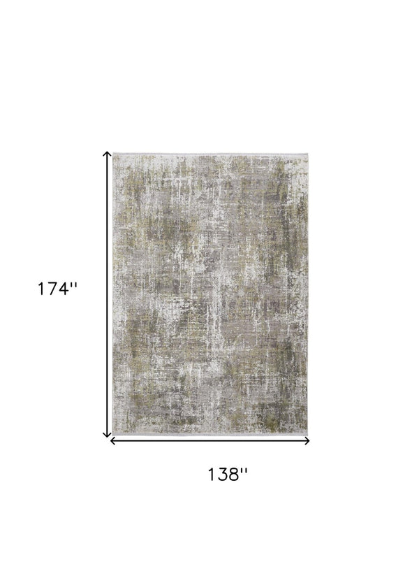 HomeRoots 3' Gray and Ivory Abstract Area Rug with Fringed Edges - Modern Distressed Design for Any Room 12' X 15' 512154