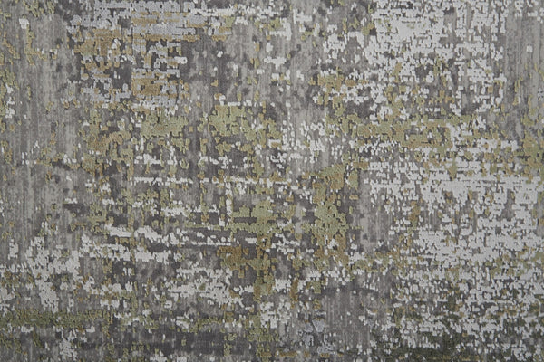 HomeRoots 3' Gray and Ivory Abstract Area Rug with Fringed Edges - Modern Distressed Design for Any Room 12' X 15' 512154