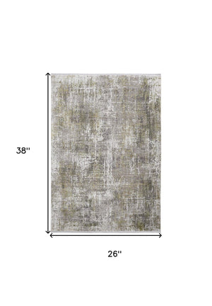 HomeRoots 3' Gray and Ivory Abstract Area Rug with Fringed Edges - Modern Distressed Design for Any Room 2' X 3' 512155