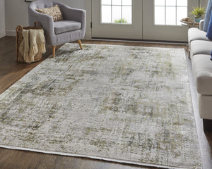 HomeRoots 3' Gray and Ivory Abstract Area Rug with Fringed Edges - Modern Distressed Design for Any Room 2' X 3' 512155