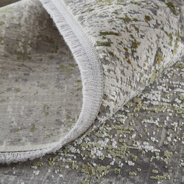 HomeRoots 3' Gray and Ivory Abstract Area Rug with Fringed Edges - Modern Distressed Design for Any Room 2' X 3' 512155