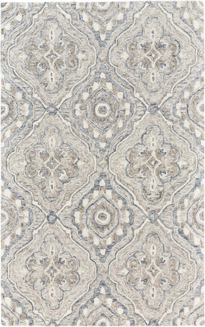 Homeroots 8' X 10' Taupe Blue And Gray Wool Floral Tufted Handmade Stain Resistant Area Rug Taupe,Blue,Gray Wool 512169