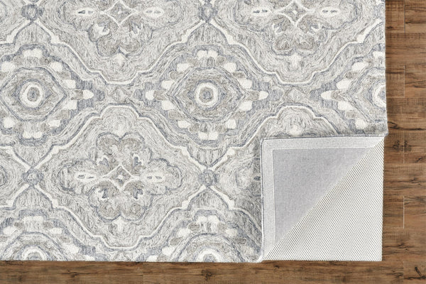 Homeroots 8' X 10' Taupe Blue And Gray Wool Floral Tufted Handmade Stain Resistant Area Rug Taupe,Blue,Gray Wool 512169