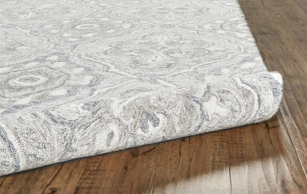 Homeroots 8' X 10' Taupe Blue And Gray Wool Floral Tufted Handmade Stain Resistant Area Rug Taupe,Blue,Gray Wool 512169