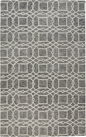 Homeroots 5' X 8' Black Gray And Ivory Wool Geometric Tufted Handmade Stain Resistant Area Rug Black,Gray,Ivory Wool 512172