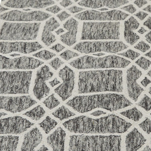 Homeroots 5' X 8' Black Gray And Ivory Wool Geometric Tufted Handmade Stain Resistant Area Rug Black,Gray,Ivory Wool 512172