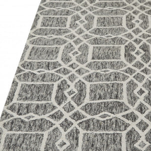 Homeroots 5' X 8' Black Gray And Ivory Wool Geometric Tufted Handmade Stain Resistant Area Rug Black,Gray,Ivory Wool 512172