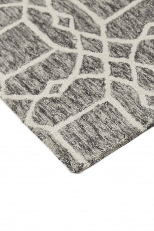 Homeroots 5' X 8' Black Gray And Ivory Wool Geometric Tufted Handmade Stain Resistant Area Rug Black,Gray,Ivory Wool 512172