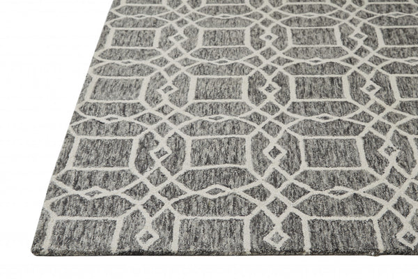 Homeroots 5' X 8' Black Gray And Ivory Wool Geometric Tufted Handmade Stain Resistant Area Rug Black,Gray,Ivory Wool 512172