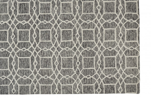 Homeroots 5' X 8' Black Gray And Ivory Wool Geometric Tufted Handmade Stain Resistant Area Rug Black,Gray,Ivory Wool 512172