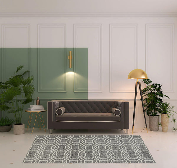 Homeroots 5' X 8' Black Gray And Ivory Wool Geometric Tufted Handmade Stain Resistant Area Rug Black,Gray,Ivory Wool 512172