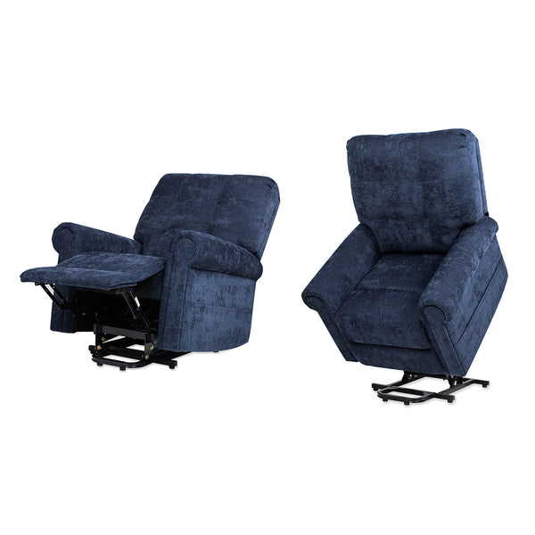 English Elm Jennifer Taylor Home - Irwin Power Lift Recliner Chair with Overstuffed Comfort, Smooth Lift Assist & Full Recline Support Navy Blue B2719P238501