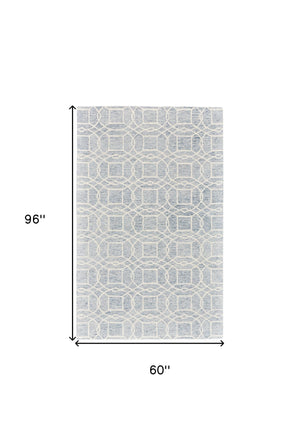 Homeroots 5' X 8' Gray And Ivory Wool Geometric Tufted Handmade Stain Resistant Area Rug Gray,Ivory Wool 512176