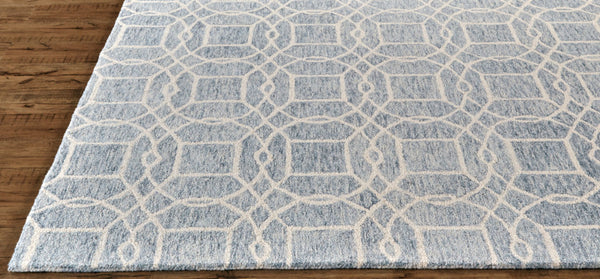 Homeroots 5' X 8' Gray And Ivory Wool Geometric Tufted Handmade Stain Resistant Area Rug Gray,Ivory Wool 512176