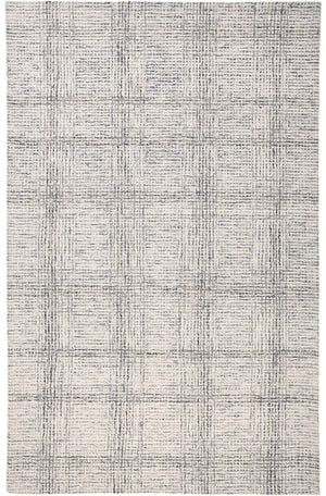 HomeRoots 5' Ivory and Gray Wool Plaid Tufted Handmade Area Rug - Stain Resistant, Soft, and Durable Design 8' X 10' 512181