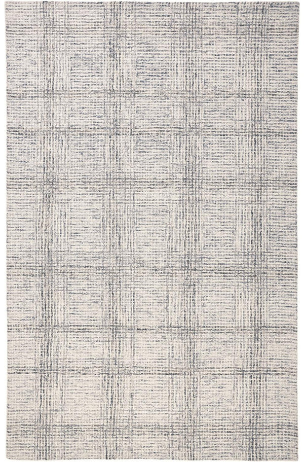 HomeRoots 5' Ivory and Gray Wool Plaid Tufted Handmade Area Rug - Stain Resistant, Soft, and Durable Design 8' X 10' 512181