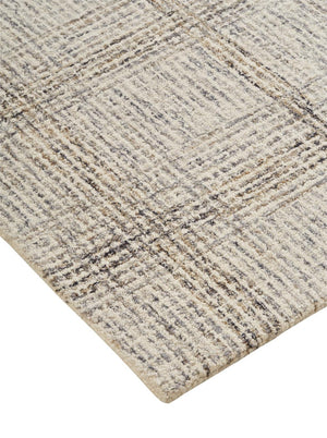 HomeRoots 5' Ivory and Gray Wool Plaid Tufted Handmade Area Rug - Stain Resistant, Soft, and Durable Design 8' X 10' 512181