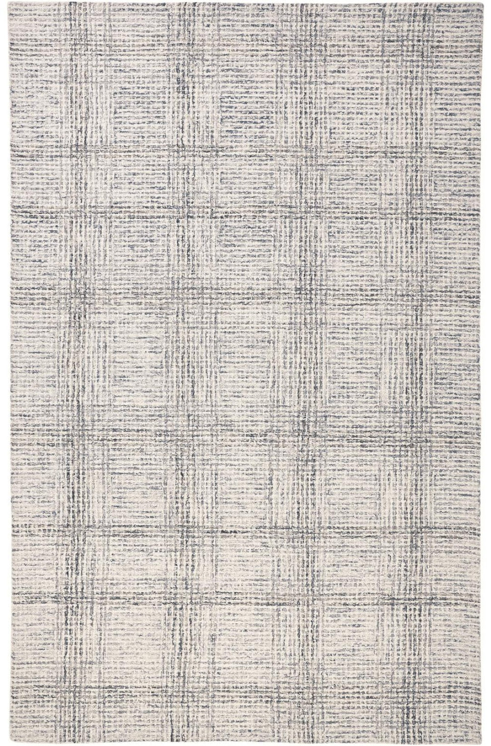HomeRoots 5' Ivory and Gray Wool Plaid Tufted Handmade Area Rug - Stain Resistant, Soft, and Durable Design 9' X 12' 512182